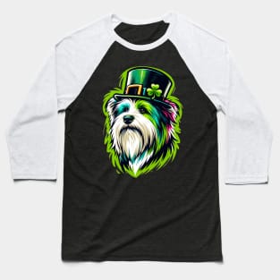 Tibetan Terrier in Leprechaun Hat: St Patrick's Day Art Baseball T-Shirt